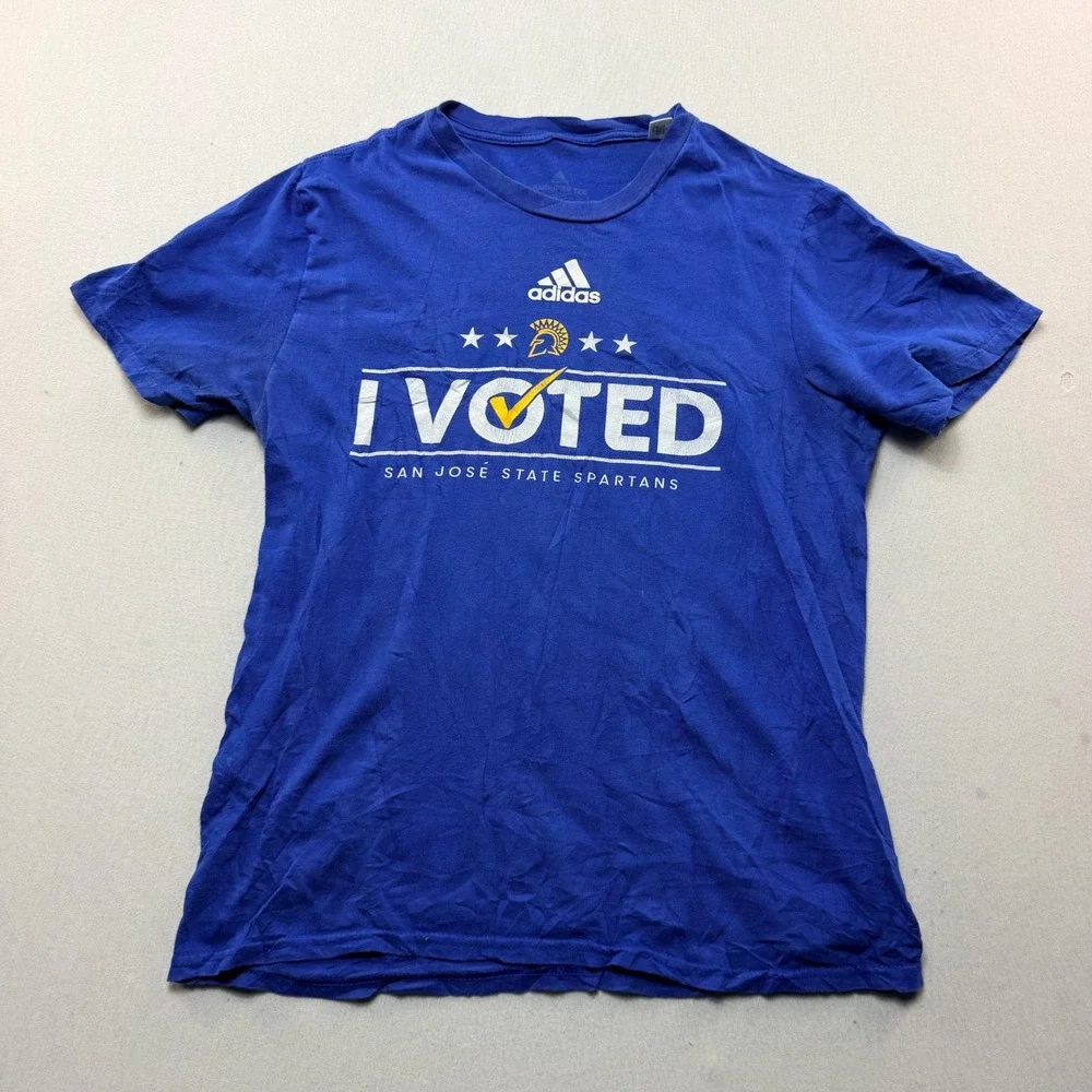 Adidas T-Shirt Mens Small Blue Excellent San Jose State Spartans I Voted Tee